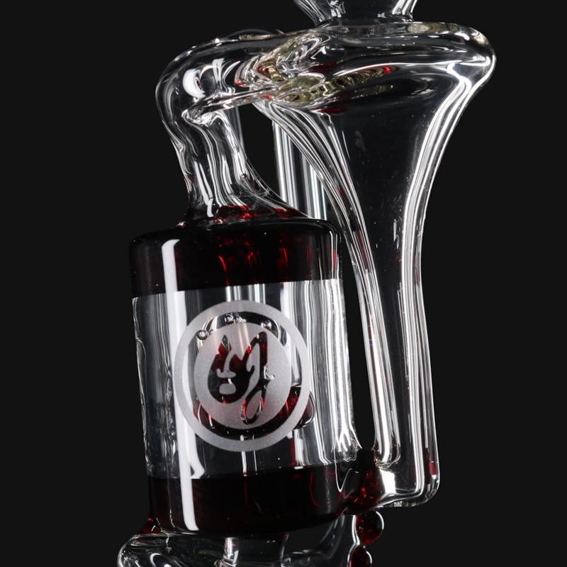 OJ Flame Puffco Peak Cylinder Recycler - Red Elvis close up