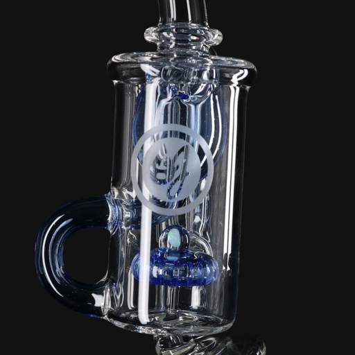 OJ Flame Puffco Peak Incycler Top - Blue Dream close up of perc