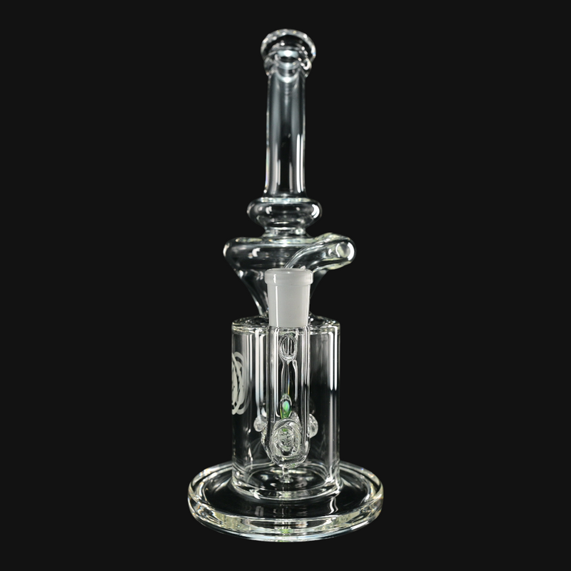 OJ Flame Showerhead Recycler - Green/Opal perc front view