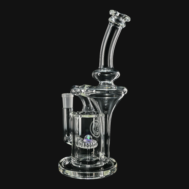 OJ Flame Showerhead Recycler - Pink Slyme/Opal side view