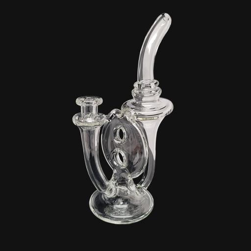 710 Pipes Smoke Shop 9.5-inch Quantum Leap clear glass Swiss perc recycler rig with 10mm joint