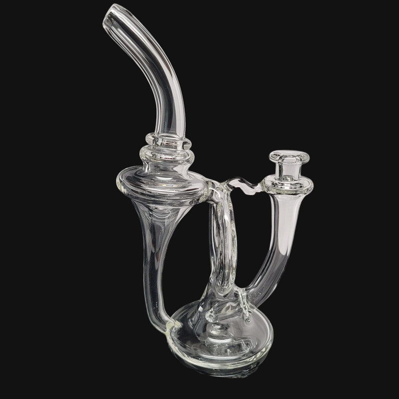 710 Pipes Smoke Shop Quantum Leap 9.5-inch clear glass Swiss perc rig with a 10mm joint