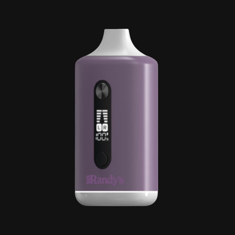 710 Pipes Smoke Shop Randy's Inspo Dual vaporizer in Lilac Purple with dual cartridge display and digital screen.