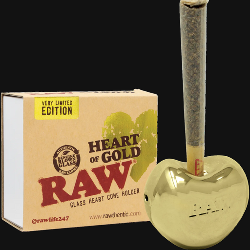 Gold Raw cone holder in the shape of a heart
