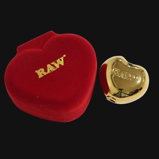 Gold Raw cone holder in the shape of a heart with case