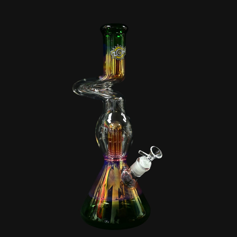 Zong Skinny Artistic Beaker w/ Perc - Gold Fume/Green