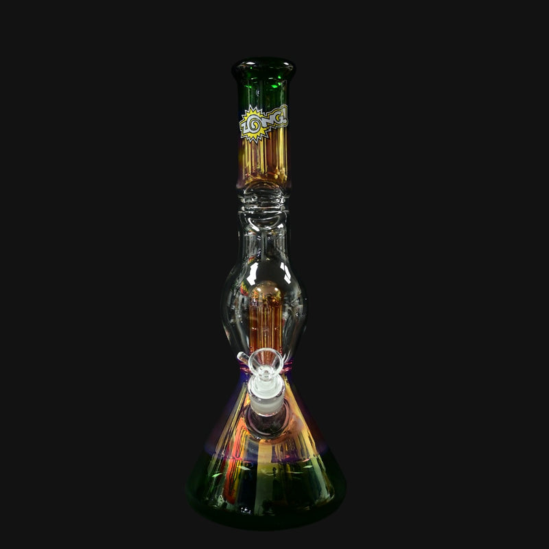 Zong Skinny Artistic Beaker w/ Perc - Gold Fume/Green