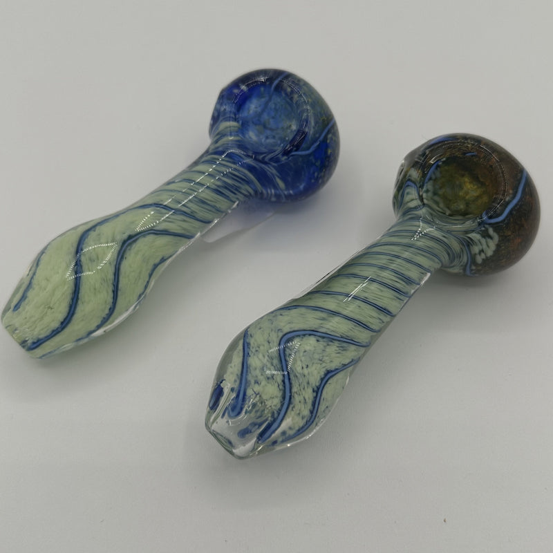4.25" Multicolor Swirled Slime Fritted Pipe