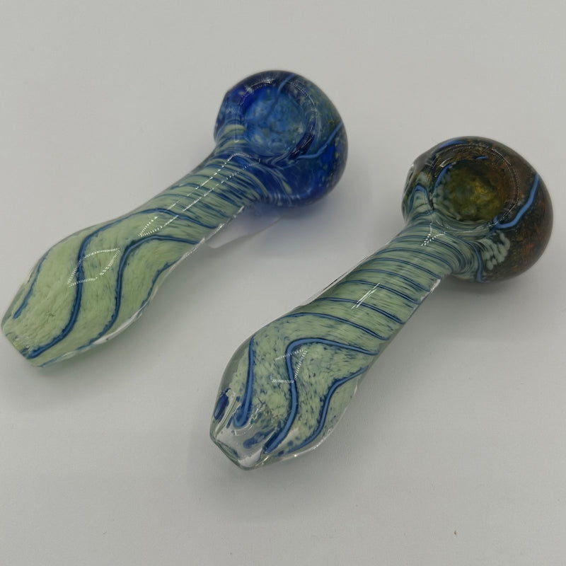 4.25" Multicolor Swirled Slime Fritted Pipe