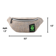 710 Pipes Smoke Shop Dime Bags Stash Pack in beige Hempster fabric with a green logo patch and black zipper.