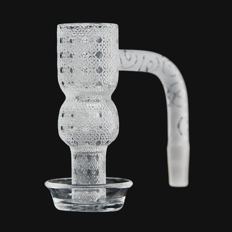 Eternal Quartz XL engraved terp guard slurper with detailed honeycomb glass texture