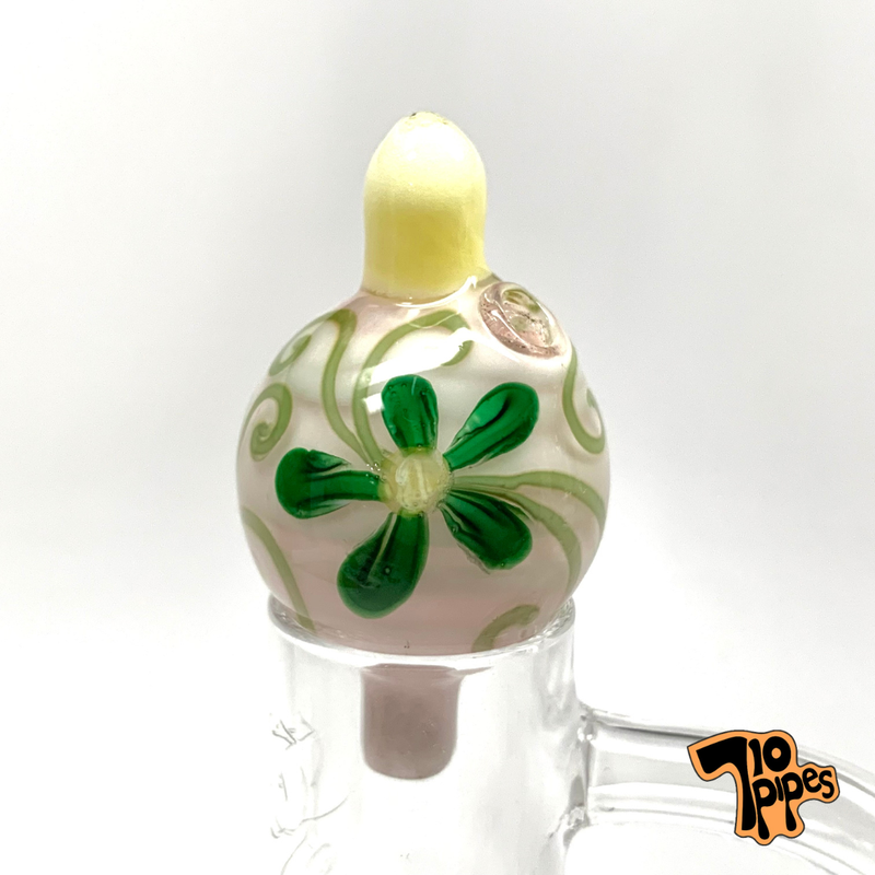 Lyric Bubble Cap Fancy (Pink W/ Green Flowers)