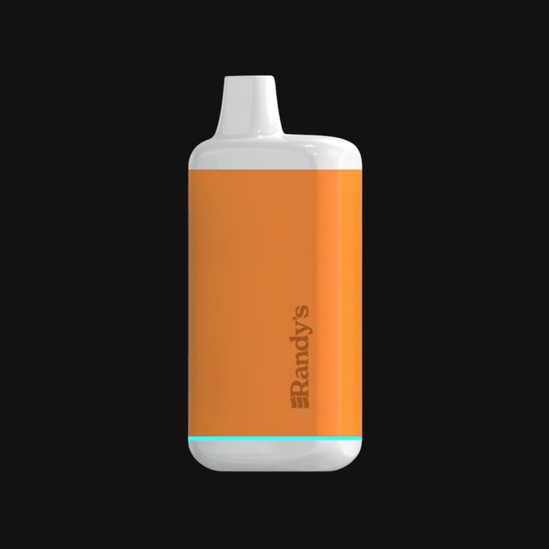 Orange and white Randy's Inspo 510 concentrate vape battery from 710 Pipes Smoke Shop with a sleek, compact design.