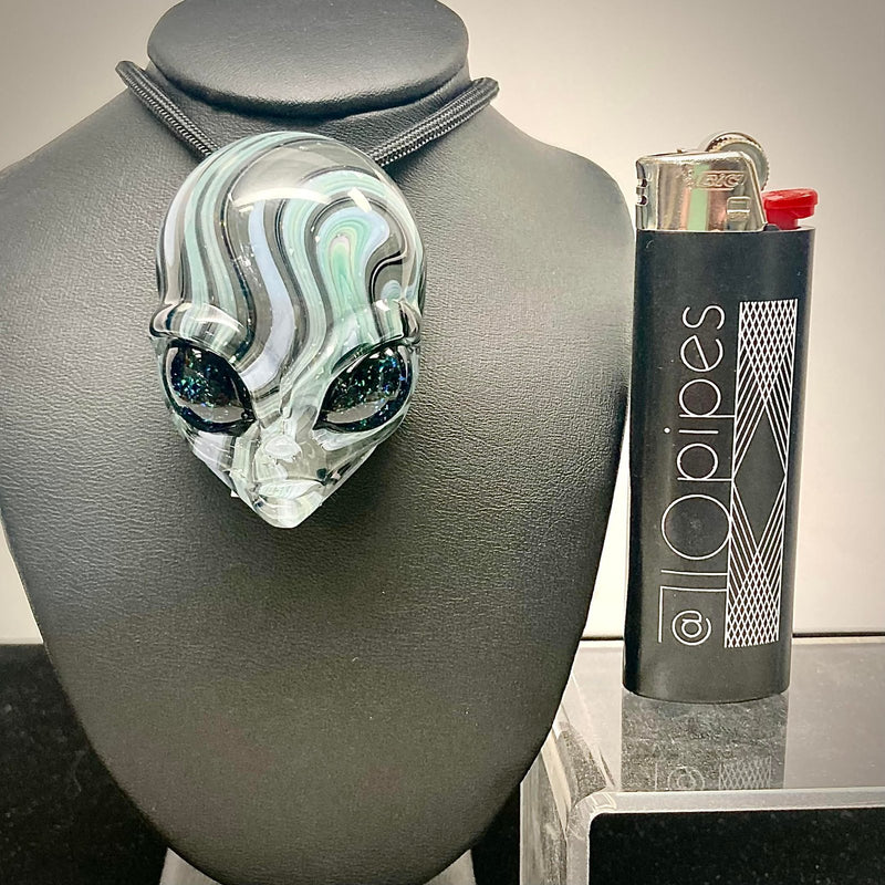 Alien Head Opal Pendant - Ghost Glass