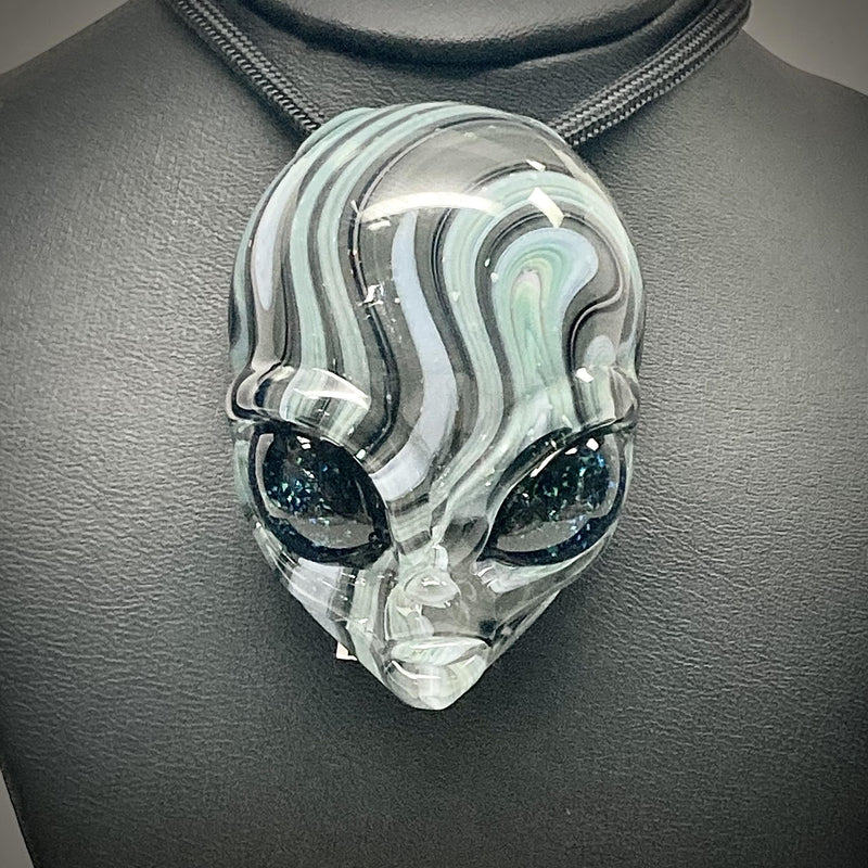 Alien Head Switchback Pendant - Ghost Glass