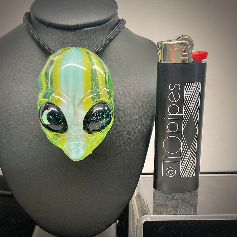 Alien Head Opal Pendant - Ghost Glass