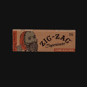 front view of zig zag unbleached 1 & 1/4 size cigarette joint rolling papers