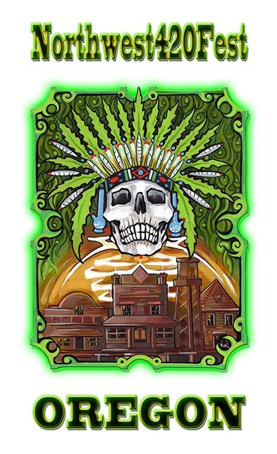 Northwest 420 Fest Oregon poster with a skull and headdress graphic