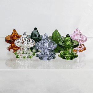 Handmade locally blown Moxie Glass carb caps in assorted colors in 710 Pipes' online smoke shop
