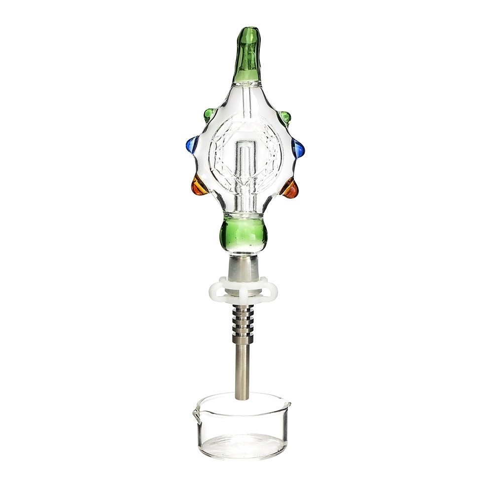 Multi-Knocker translucent heady glass collector with multicolored accents