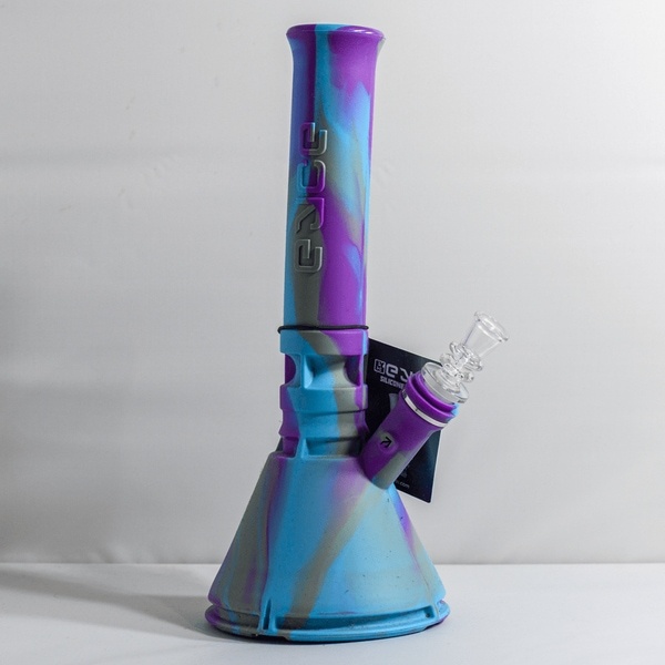 Blue, Gray and Purple Eyce Silicone Beaker Water Pipe