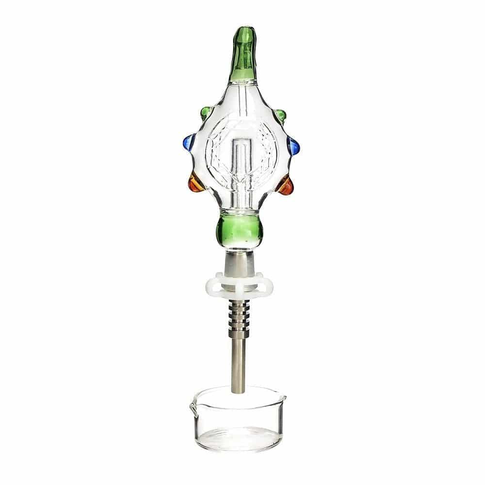 Multi-Knocker translucent heady glass collector with multicolored accents