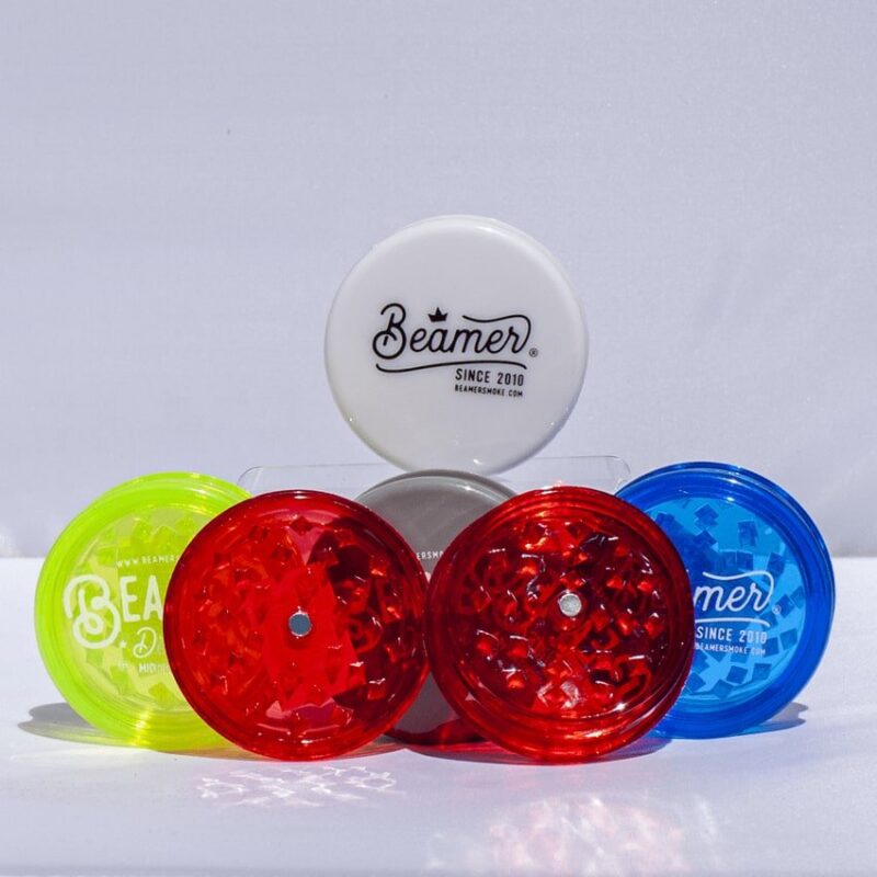 Assorted Colors of acrylic beamer-brand grinders for sale from 710 Pipes online head shop