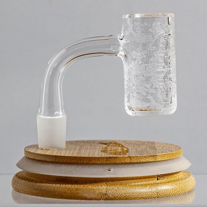 Long Island Tree of Life Quartz Banger with Engravings on Wood Base