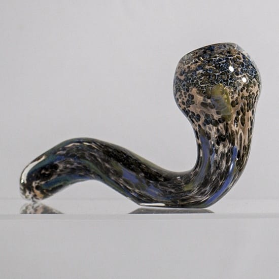 Frit fumed Sherlock glass hand pipe by Denver glassblower HP 101