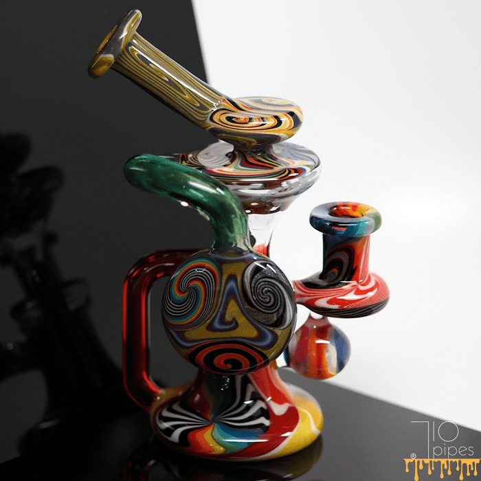 Colorful heady glass bong by Denver artists TheWisCoKid and Isthmusgrower
