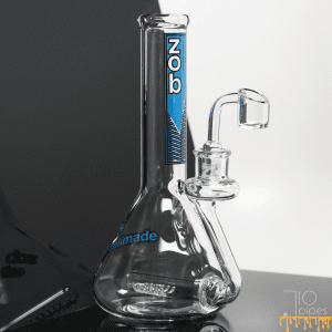 ZOB clear glass beaker bong with blue accents