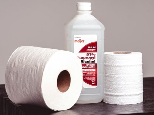 Isopropyl alcohol and toilet paper
