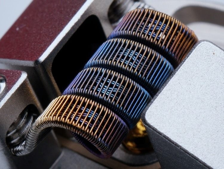 Close-up view of dry herb vaporizer's internal coils