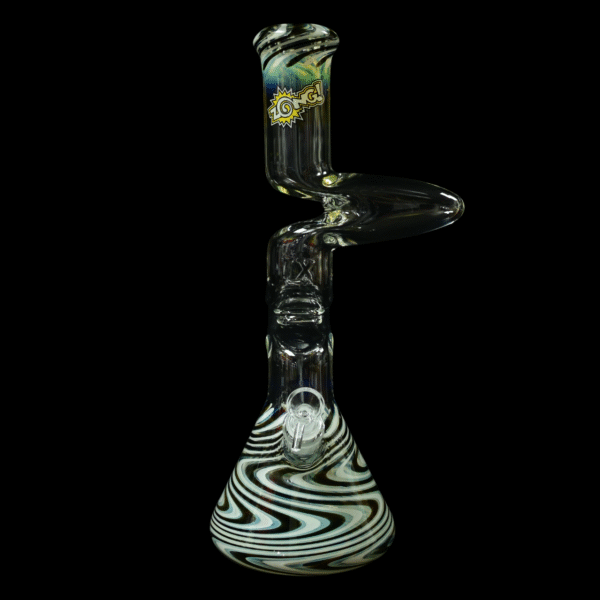 Zong Fat Multi Worked Color 2 Kink Beaker 9mm - Black & White - Image 2