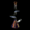 Zong Fat Striped 2 Kink Beaker 9mm - Gold Fume/Black & Purple