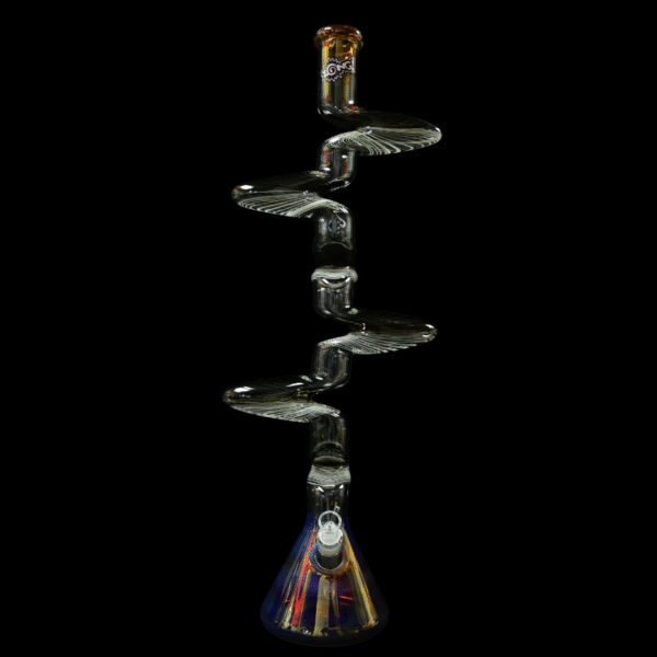 Zong Fat Striped 6 Kink Beaker - Gold Fume/Black & White - Image 2