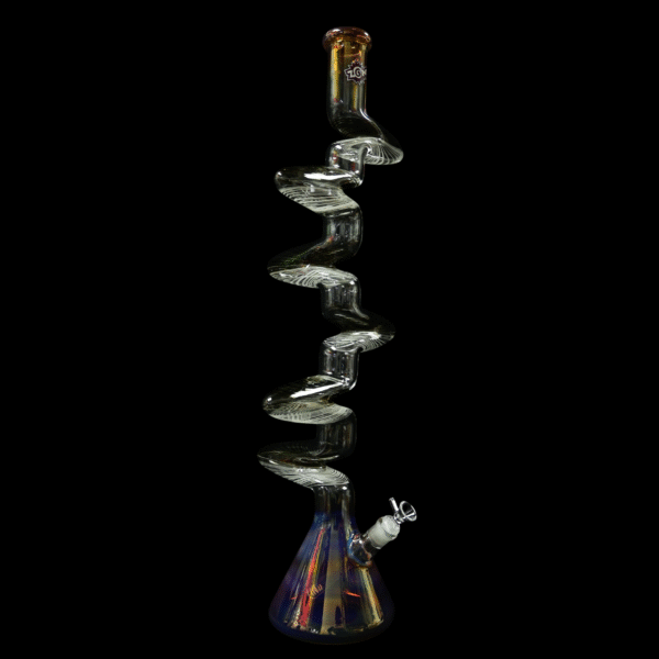 Zong Fat Striped 6 Kink Beaker - Gold Fume/Black & White