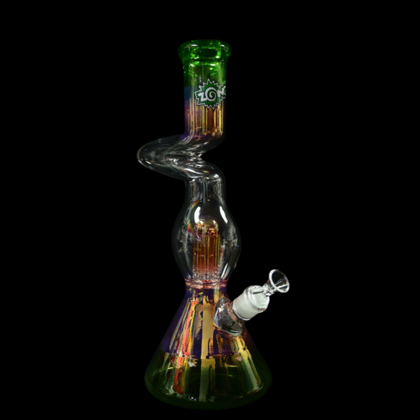 Zong Skinny Artistic Beaker w/ Perc - Gold Fume/Lime