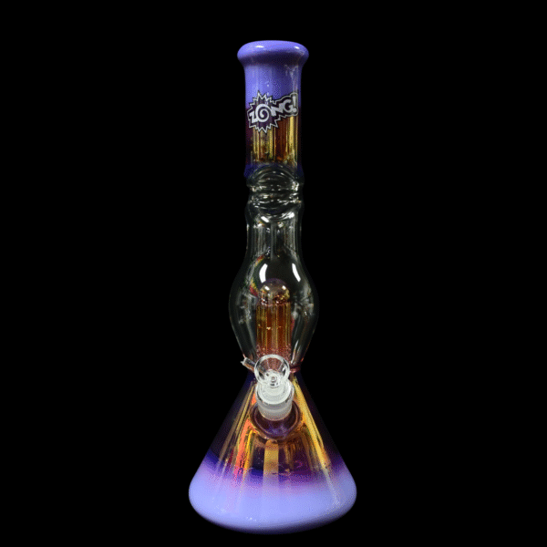 Zong Skinny Artistic Beaker w/ Perc - Gold Fume/Purple - Image 2