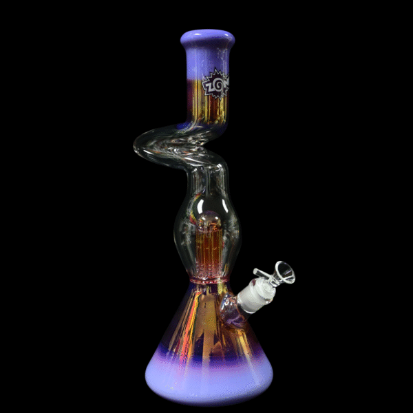 Zong Skinny Artistic Beaker w/ Perc - Gold Fume/Purple