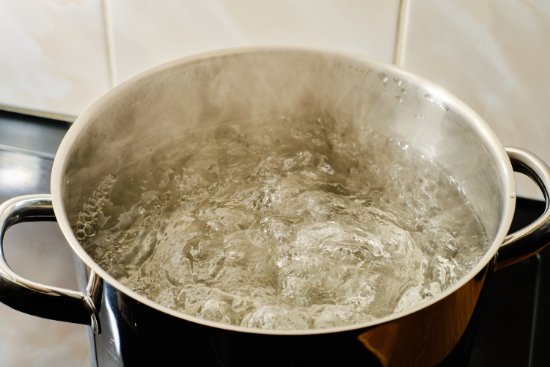 a pot of boiling water