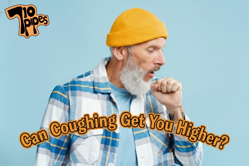 dude coughing on a blue background with the text "Can Coughing Get You Higher" displayed across it