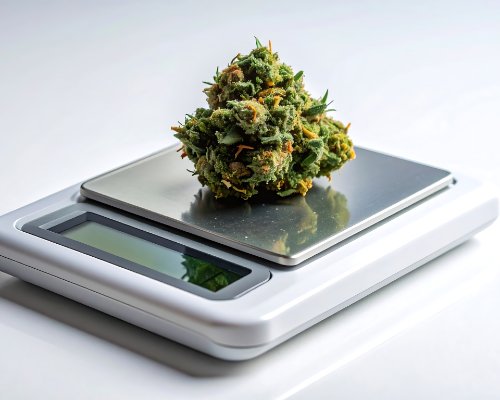 Small, measured amount of cannabis packed for a trip