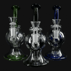 7-inch Phoenix Star water pipes in green, black and blue shown together