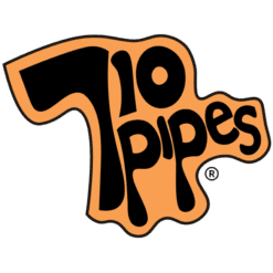 710 Pipes logo in orange and black on a white background