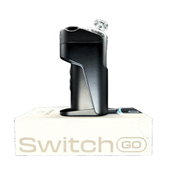 Dr. Dabber Switch GO vaporizer in black shown on its Switch GO retail box