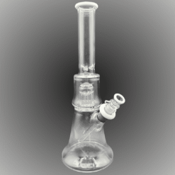 Hedman Headies Flower Tube Beaker, clear glass beaker with tree perc, plain rim