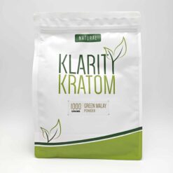 Klarity Kratom Green Malay powder in a white pouch bag