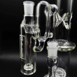 Joel Halen Showerhead Ash Catcher, clear glass ash catcher accessory, 6-inch tall, angled view