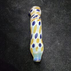 Limbo O/S chillum pipe in white and blue polka dot glass